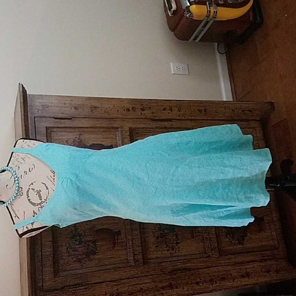 Aqua Linen Sundress (10 Petite)